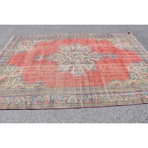 Alfombra de lana Vintage rojo y Beige, área grande, alfombra de felpa de 7,1X10,2 pies, diseño de retazos Rectangular clásico de 10mm para pasillo de látex - Product Image 3
