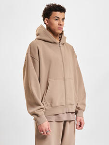 Sweat à capuche unisexe zippé en molleton de couleur unie avec poches Veste streetwear décontractée chaude d'hiver pour hommes et femmes - Product Image 5