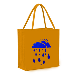 Bolso de compras hecho en India de Bengala Occidental de moda con estampado de yute grande - Product Image 1