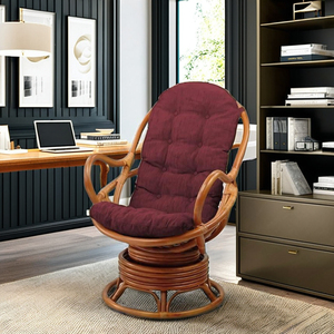 Sillón Giratorio Moderno Tapizado (Silla Papasan) con Estructura de Ratán y Cojín para Sala de Estar, Oficina en Casa, Hotel, Villa - Product Image 2