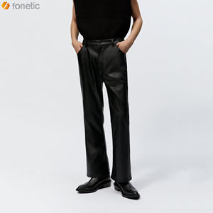 กางเกงหนังมอเตอร์ไซด์ของผู้ชาย2022กางเกงหนังฟอกสูงผ้าคอตตอนเอวสูงสไตล์ลำลองดีไซน์ใหม่ขายส่ง - Product Image 3