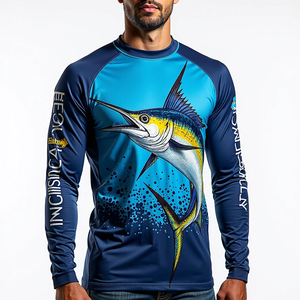 Maillot de pêche à manches longues pour hommes avec tissu DryFit à sublimation entièrement personnalisé et protection solaire UPF 50 pour engins de pêche - Product Image 4