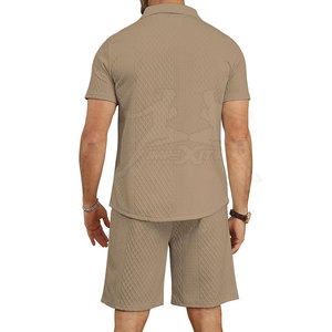 ชุดเสื้อโปโลทรงสลิมฟิตสำหรับผู้ชาย, ชุดเสื้อโปโลแขนสั้นและกางเกงขาสั้นผ้าฝ้าย100% - Product Image 6