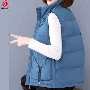 Customized <b>Women</b> Puffer <b>Vest</b> Casual Hooded Sleeveless Knitted Zipper Warm Winter Wear Reversible with Pockets - Product Image 2
