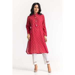 Camisa Roja de Jacquard para Mujer, Bordada con Diseño Floral a Cuadros, Estilo Casual Largo para Primavera y Otoño, Tallas XL, Popelina, Seda, Chifón - Product Image 1