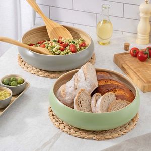 Best Price Customized Logo Eco-Friendly Disposable Kitchenware Colorful Sustainable Spun Bamboo <b>Salads</b> <b>Serving</b> <b>Bowl</b> for Parties - Product Image 2