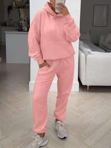 Chándal de lana tecnológica de algodón de alta calidad para mujer, chándal liso de gran tamaño de dos piezas para mujer, chándales de lana al por mayor para mujer - Product Image 6