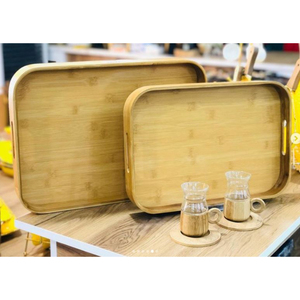 Plateau de table au design moderne, plateau à dessert en bois naturel pour vaisselle, plateau de service pour hôtels, plateau de restauration - Product Image 2