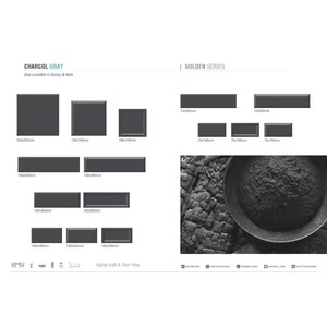 ชุดกระเบื้องเคลือบดิจิตอลขนาด75X150 7.5x15 3 "x 6" 75x300 200x200x150x150สีเทาถ่านสีทอง - Product Image 2