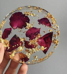 Resin <b>coaster</b> <b>Gold</b> Flakes Luxury Table Accessory for Special Occasions Stylish Premium Modern Reusable 5mm Heat Resistant - Product Image 1