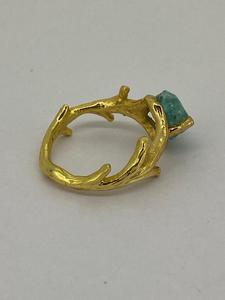 Conception unique en argent Sterling 925 massif naturel appétit brut pierre précieuse plaqué or femmes filles mode bague bijoux à bas prix - Product Image 4