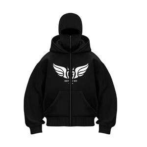 High Quality Custom <b>Red</b> Zip Up <b>Hoodie</b> for <b>Men</b> Full Zipper Streetwear Hooded Sweatshirt with Kangaroo Pockets - Product Image 2