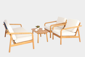 Moderno Acacia de madera de 4 plazas Sofá de jardín Set Sala de estar al aire libre Muebles de patio con diseño de mesa de madera - Product Image 3