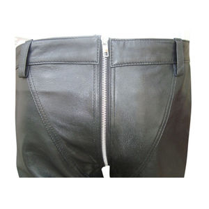 กางเกงผ้าควิลท์สำหรับผู้ชายกางเกงหนังวัวแท้ทรงตรงเอวกลางสไตล์สตรีทปรับแต่งได้ - Product Image 4