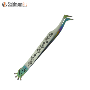 Pinces à épiler professionnelles de haute qualité en acier inoxydable, à pointe inclinée, pour extensions de cils, pointe incurvée, Stahlmann - Product Image 5