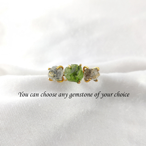 Pierre de naissance naturelle Herkimer Diamant et Pierre de lune arc-en-ciel Anneaux bruts Bague en pierres précieuses artisanales en gros - Product Image 3