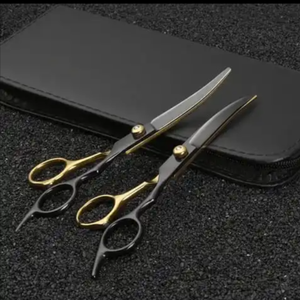 6.5/7.0/7.5 Inch Gold Pet <b>Dog</b> Grooming Straight Cutting <b>Scissors</b> Curved Thinning Shears Set Jp440c Stainless Steel - Product Image 4
