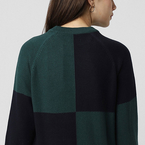 เสื้อสเวตเตอร์ลายตารางหมากรุกสีสันทันสมัย ทรงโอเวอร์ไซส์ หลวม สไตล์แพทช์เวิร์ค ผ้าถักลายวาฟเฟิล คอกลม สวมใส่สบาย แฟชั่นเสื้อสเวตเตอร์ - Product Image 4