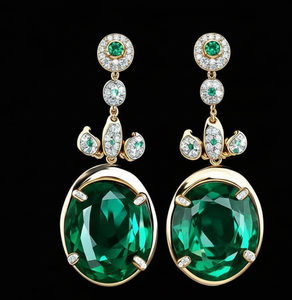 Pendientes de Plata de Ley 925 con Hidro Verde en Múltiples Formas, Chapados en Oro de 18K, Joyería de Moda Hecha a Mano para Mujer - Product Image 1