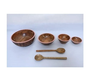 100% Natural Wooden Salad Bowl or Dinnerware Bowl With Server Latest Kitchen Hotel Home Restaurant Wholesale <b>Price</b> Bowl - Product Image 1