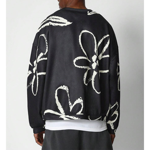 Sweat-shirt à capuche en molleton de coton polyester de haute qualité avec logo personnalisé, motif floral surdimensionné, pull-over - Product Image 2