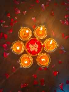 Rangoli ชุด rangoli โลหะสีทองสำหรับตกแต่งบ้านห้องนั่งเล่นงานเทศกาลดอกไม้ทองเหลืองทำด้วยมือ - Product Image 4