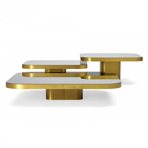 Glass Top Table Room Modern Luxury Unique Design Wood All Metal Tables for Office Home Room Restaurant Round Made in India 2023 - Product Image 2