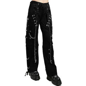 Pantalon à chaîne noir gothique pour femmes, mode, manchette sombre, haute qualité 2026 - Product Image 2