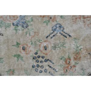 Alfombra turca Beige Vintage de 2,3x2,3 pies, hecha a mano, de lana, área grande, retales abstractos, pasillo, forma Rectangular, látex para decoración de habitación - Product Image 5