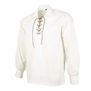 Scottish Jacobite <b>Shirt</b> Men Anti Wrinkle Long Sleeve Ghillie Kilt <b>Shirt</b> Eco Friendly <b>Linen</b> Material Vintage Highland Lace - Product Image 5