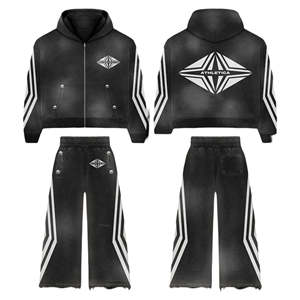 ชุดจ็อกเกอร์2ชิ้นโอเวอร์ไซส์สำหรับผู้ชายชุดวอร์มแบบสวมหัวลายว่างเปล่าโลโก้ตามสั่งสำหรับ2025ฤดูหนาว - Product Image 1