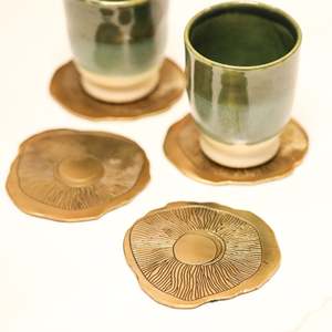 Home Decorative Brass <b>Coaster</b> <b>Set</b> Of 4 High Quality Table Top Kitchenware <b>Coasters</b> High Finish - Product Image 4