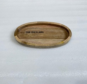 Meilleure vente Logo personnalisé forme ronde et ovale ménage bambou bois thé eau tasse pain Snack BBQ nourriture plateau de service assiette - Product Image 3