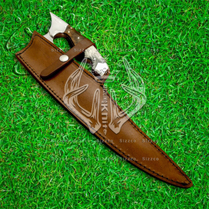 Tùy Chỉnh Handmade Đầy Đủ Tang D2 Thép Bowie Dao Săn Bắn Cắm Trại Dao Với Vỏ Bọc Da, Ergonomic Bone Grip, Món Quà Lý Tưởng - Product Image 3