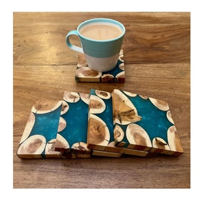 Handmade Eco-Friendly Food Grade Heat Resistant <b>Epoxy</b> <b>Resin</b> Walnut Coasters Natural Wood Grain <b>for</b> Protecting Surfaces Spills - Product Image 2