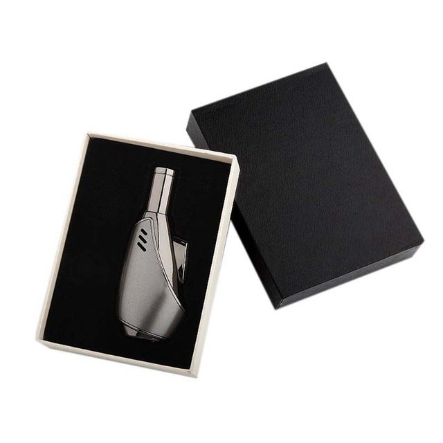 Personalized Custom Gun Cigarette Lighter with Safety Lock Adjustable Butane Gas Jet Flame  Kitchen Torch Lighter for  Candle