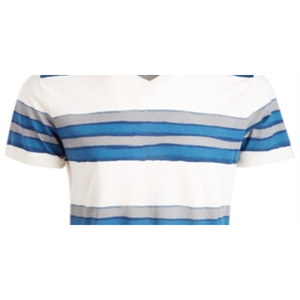 T-shirt da uomo American Rag a righe con scollo a V, bianco tinta unita, taglia Small, 240 grammi, in tessuto a maglia, stampa compressa - Product Image 2