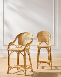 Tabouret de Bar en Rotin de Bistro Français Rustique Chaise Siège à Hauteur de Comptoir avec Cadre Renforcé pour Café Cuisine Restaurant Utilisation - Product Image 4