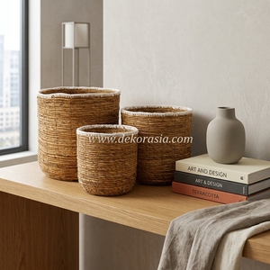 Ensemble de 3 paniers de rangement multifonctionnels en corde naturelle Dekor Asia, colorés, durables, pour la maison, la décoration et l'organisation - Product Image 5