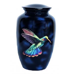 Urne funéraire en métal de bonne qualité bleue finie de taille moyenne pour les cendres Urne de cendres en métal décorative Urne funéraire pour application adulte - Product Image 4