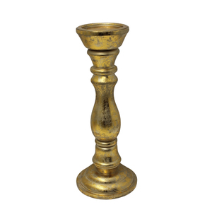 Elegant Set of 3 Iron & Wood <b>Candle</b> Pillar Holder Gold Color <b>Large</b> Size Taper <b>Candle</b> Stands for Wedding & Home Decoration - Product Image 1