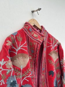 Most Trending Handmade Suzani Embroidery Velvet Winter <b>Jacket</b> <b>Women</b> Short Suzani <b>Jacket</b> Free Size Short Quilted <b>Jacket</b> - Product Image 3