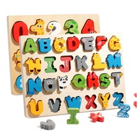 Rompecabezas de Madera para Bebés, con Letras y Números, Juguete Educativo Temprano, Bloques de Construcción para Niños Pequeños