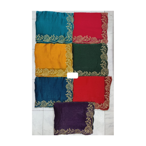 Elegante Sari de gasa de organza bordado con borde festoneado y acabado Premium disponible ahora a precios favorables a la exportación - Product Image 2