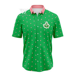Alfa GRIEGO | Kapa | Alpha AKA Sorority Ropa lista para enviar Polka Dot sublimado Casual Button Down Dress Shirt - Product Image 1