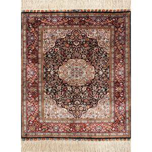 Alfombra Moderna Azul de Seda Anudada a Mano Paem-1147 con Diseño Rectangular de Medallón Impreso en Viscosa, Poliéster y Nailon para Uso Doméstico - Product Image 1