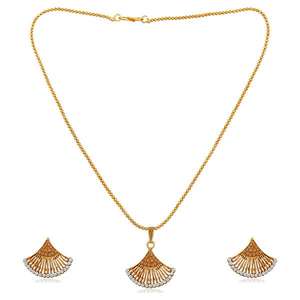 Ensemble de bijoux fins Kriaa 1202328B-Pendentif élégant en pierre autrichienne brune avec placage à l'or - Product Image 1