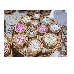 Posavasos para bebidas, juego de posavasos lacado para decoración de café, regalos personalizados, accesorios de mesa hechos en Vietnam