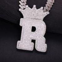 Vollbesetzter 5A Zirkonia Kronen-Alphabet-Anhänger für Herren – Auffällige Hip-Hop-Halskette, OEM-kundenspezifischer Buchstabenschmuck für Markenbesitzer