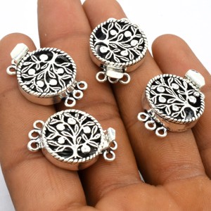 27X20X5MM Single Multi Strand Oval Bali Box Broche 1-2-3 Strand Oxidized Silver 18K Gold Plated Jewelry Hallazgos - Product Image 1